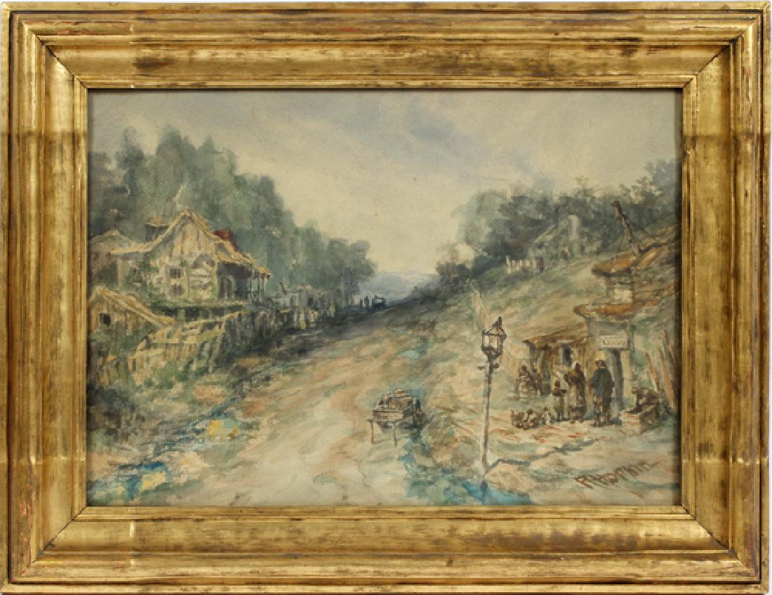 ROBERT B. HOPKIN WATERCOLOR ON PAPER VILLAGE SCENE (1 of 4)