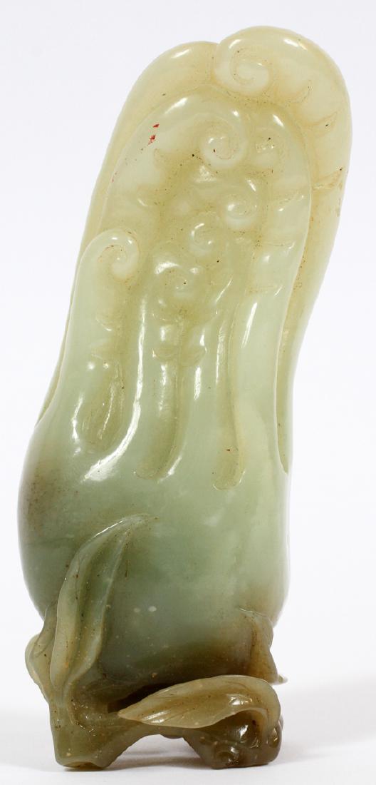 CHINESE CARVING JADE FRUIT H 5" W 1 1/2" D 1 1/2" (1 of 2)