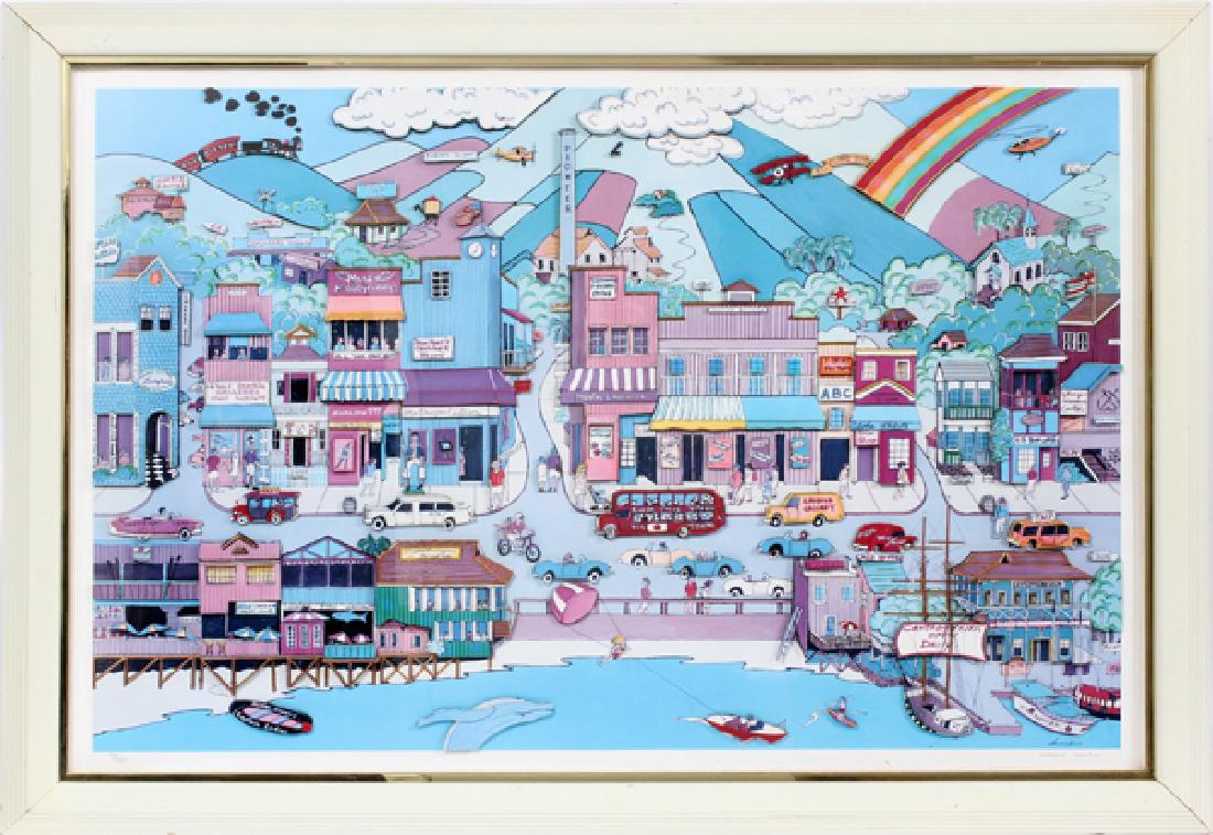 RICHARD DANSKIN 3-D LITHOGRAPH LAHAINA H 25" W 36" (1 of 3)