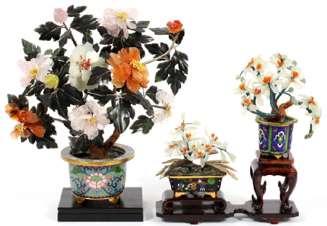 CHINESE CLOISONNE & HARDSTONE TREES, 3 (1 of 3)