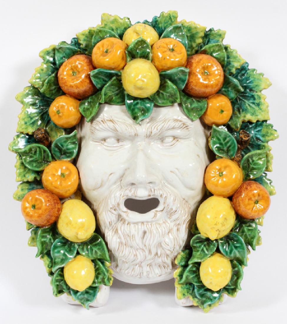 ITALIAN DELLA ROBIA STYLE GLAZED TERRACOTTA MASK (1 of 3)