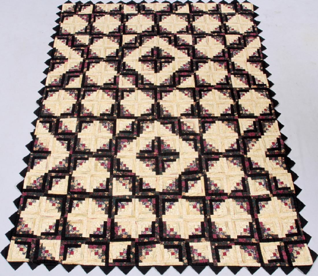 AMERICAN LOG CABIN QUILT, W 67", L 98" (1 of 2)