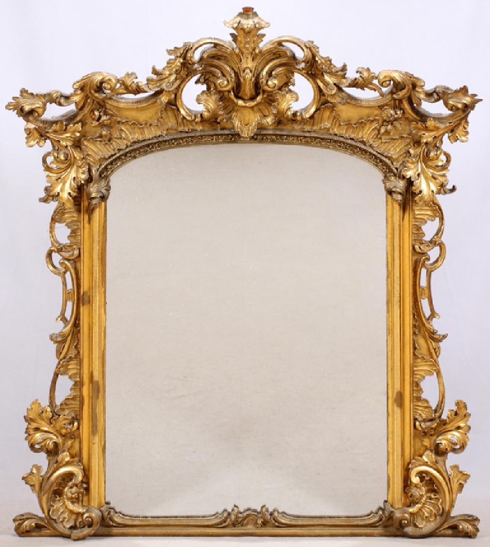 BAROQUE STYLE MIRROR & SHELF, H 74", W 63" (1 of 10)
