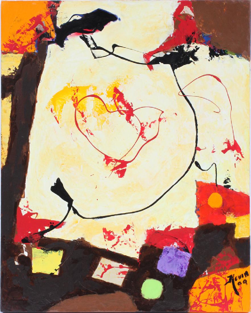 BOB KEVIN OIL ON CANVAS 2009 H 30" W 24" ABSTRACT (1 of 3)
