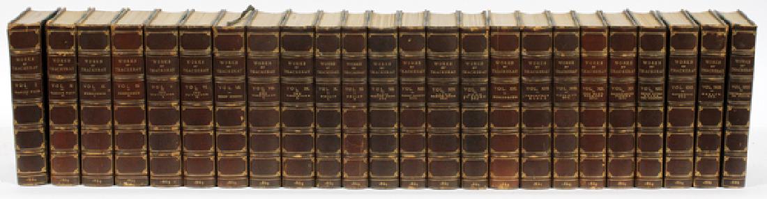 WILLIAM MAKEPEACE THACKERY THE COMPLETE WORKS: WILLIAM MAKEPEACE THACKERY, (ENGLISH, 1811-1863), THE COMPLETE WORKS, 24 VOLUMES:THE WORKS OF WILLIAM MAKEPEACE THACKERAY IN 24 VOLUMES. PUBLISHED BY SMITH ELDER AND CO. LONDON. VOLUMES 1-22 WERE PUBL