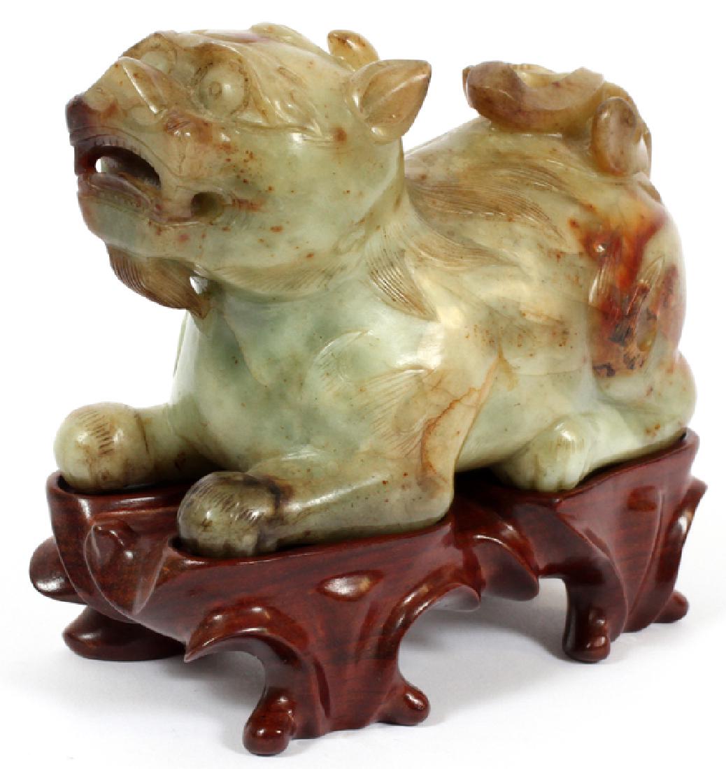 CHINESE ARCHAIC JADE FOO DOG, 19TH C., H 4", L 6"
