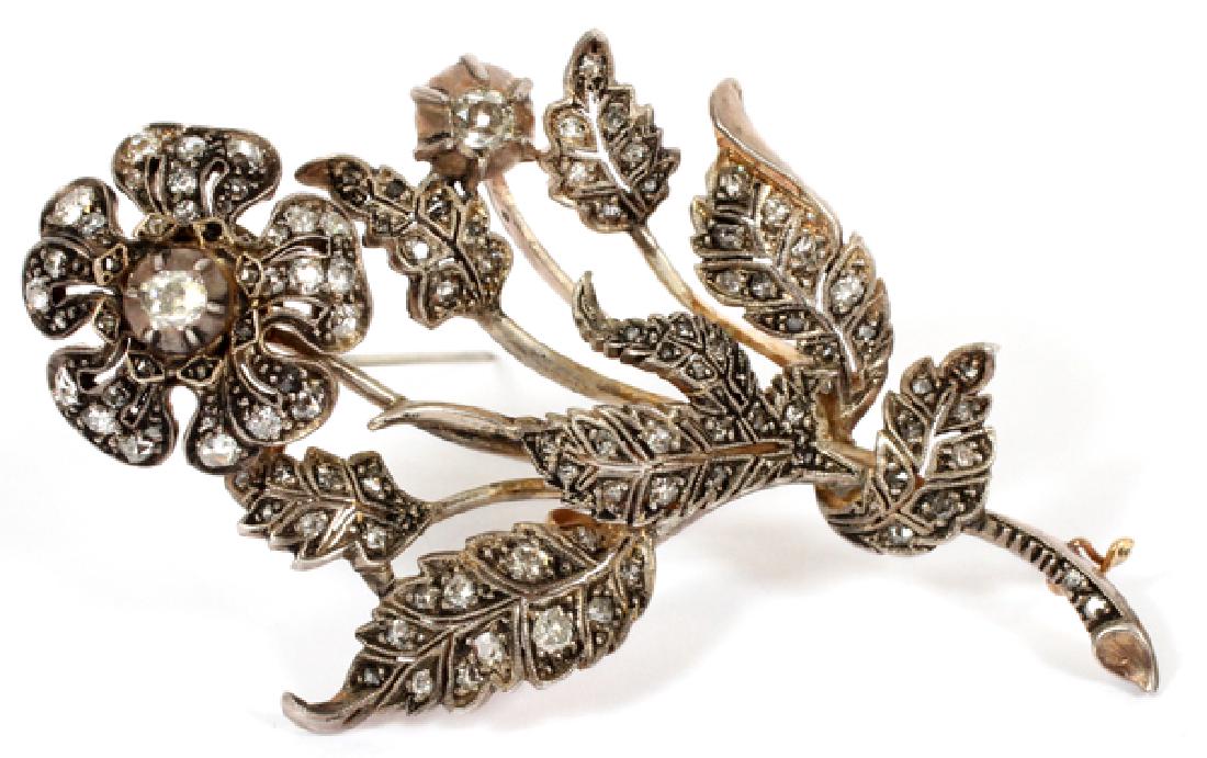 SILVER FRENCH 19TH.C. "TREMBLING" DIAMOND LADY'S BROOCH (1 of 2)