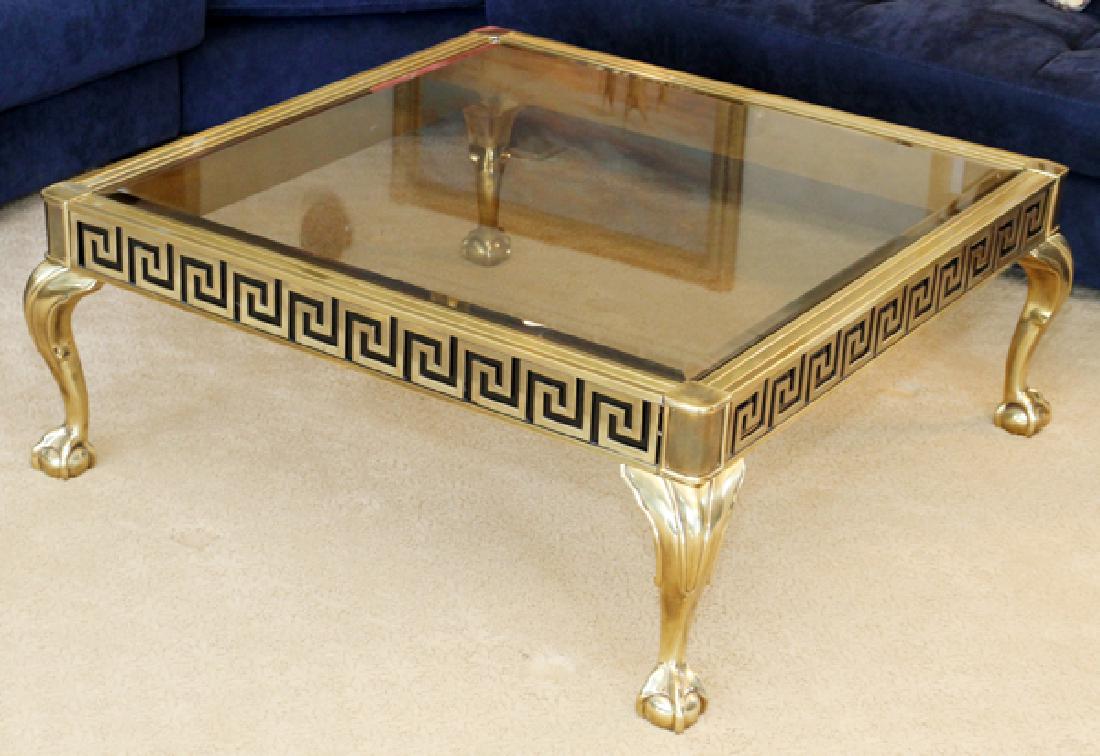 REGENCY BRASS & GLASS COFFEE TABLE (1 of 2)