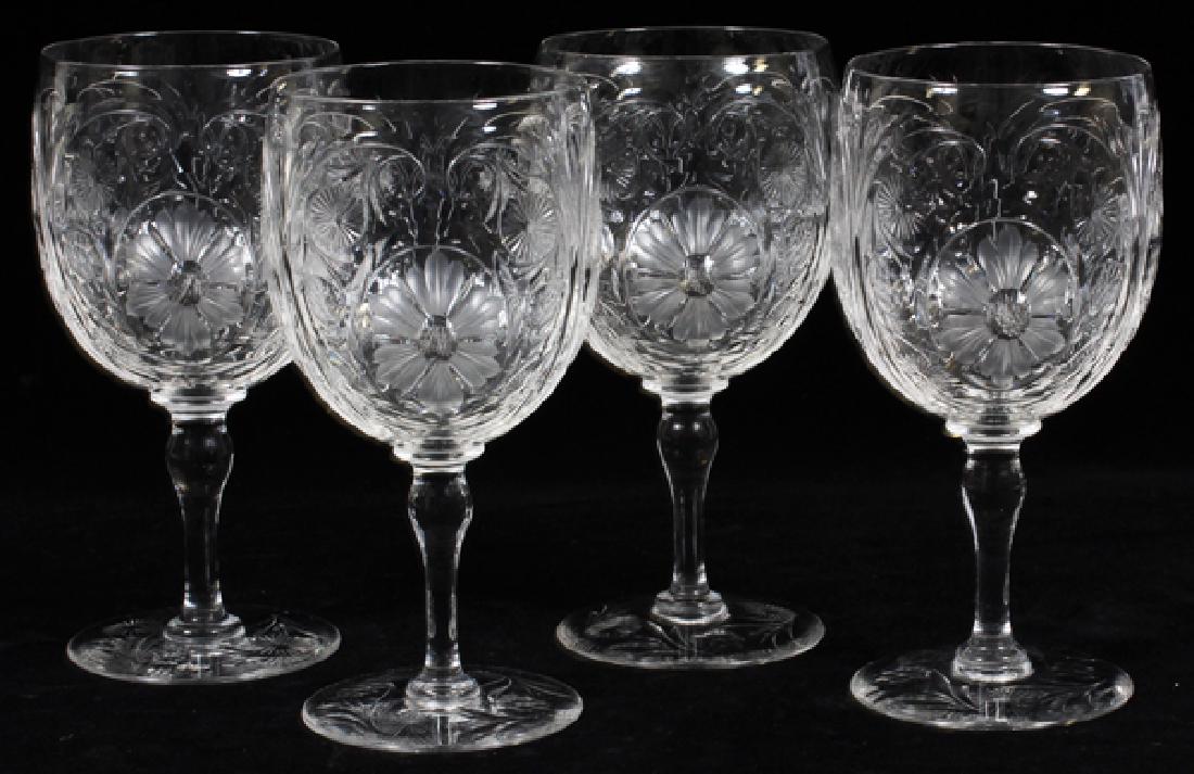 CUT AND ENGRAVED CRYSTAL GOBLETS, C. 1930 (1 of 2)