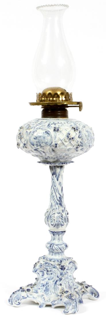 PORCELAIN OIL LAMP 19TH.C. H 17" - 25" (1 of 3)