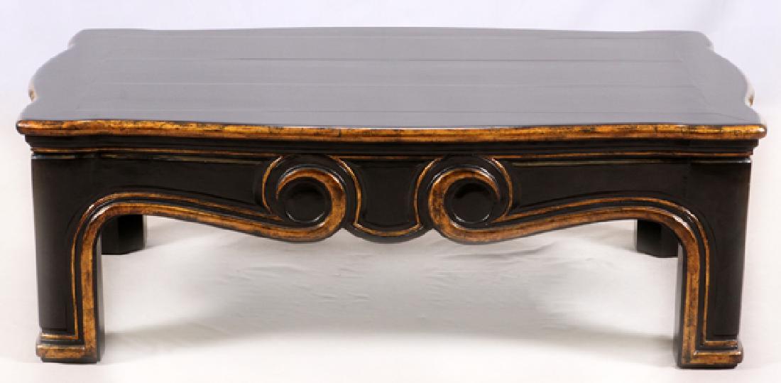 BLACK LACQUER & GILT ACCENT COCKTAIL TABLE (1 of 3)