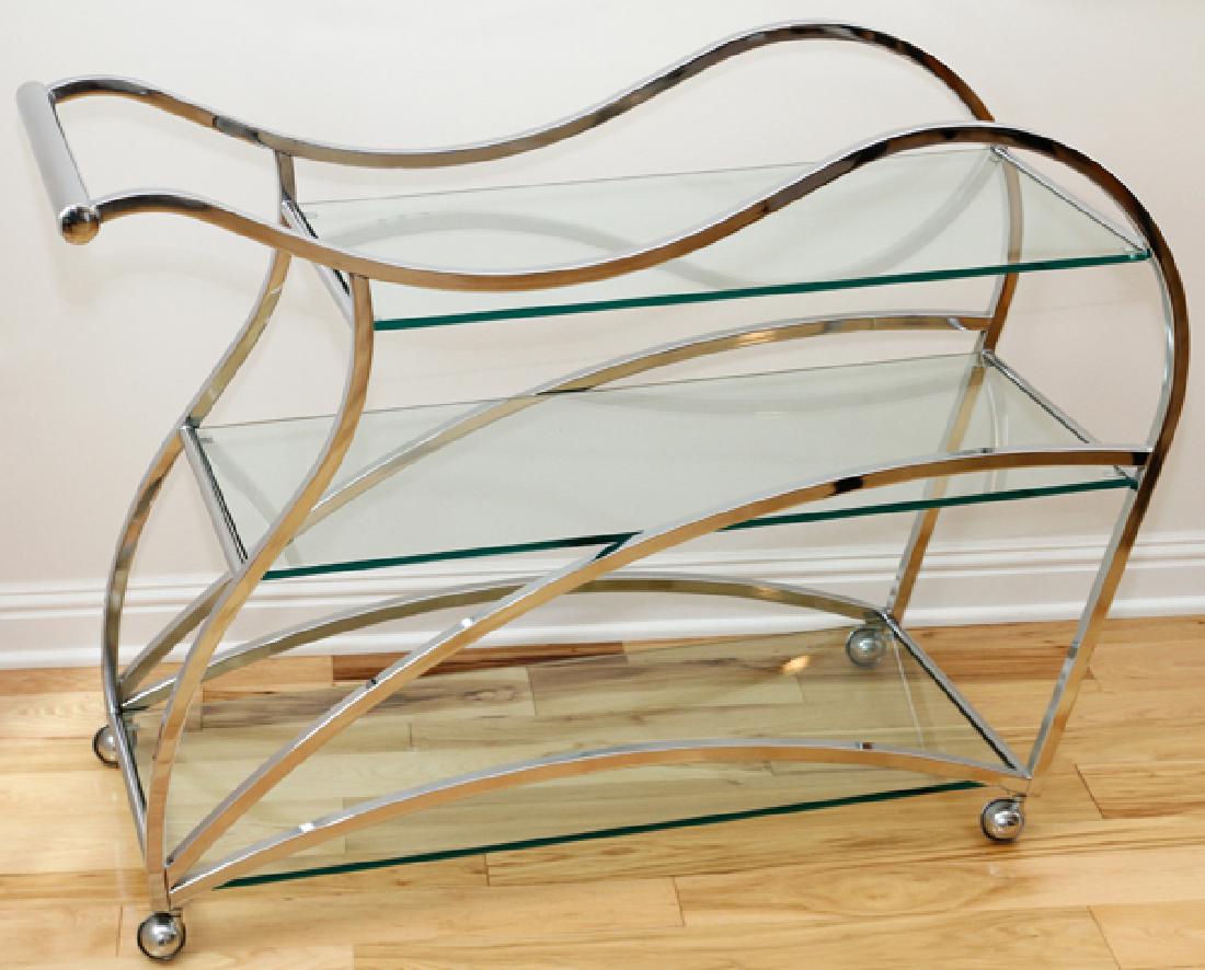 MODERN CHROME AND GLASS BAR CART (1 of 2)