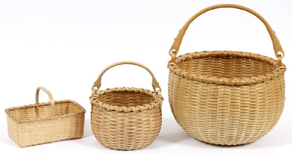 Stephen Zeh Woven Baskets, 3 Pcs., H 4 1/4" 7"