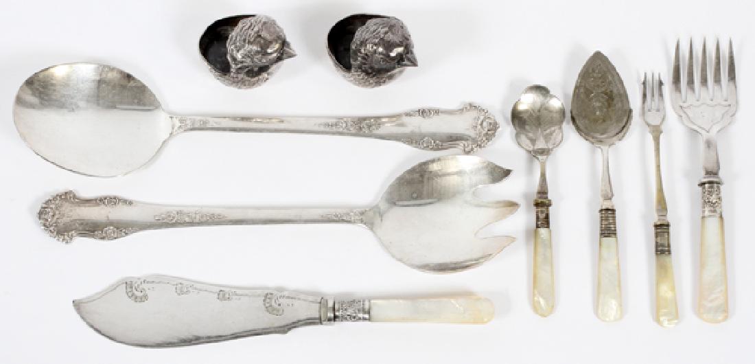 SILVER PLATES BIRDS & UTENSILS, 9 PCS. (1 of 3)