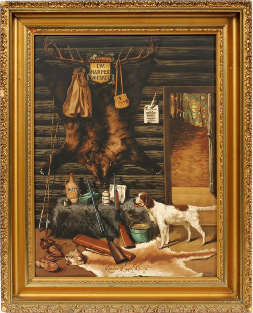 I.W. HARPER WHISKEY SIGN 1909 "HERE'S HAPPY DAYS" (1 of 5)