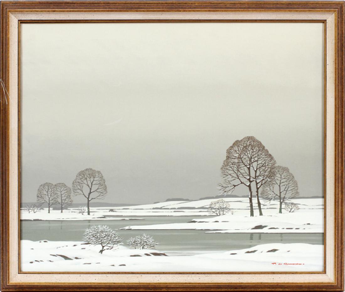 PIERRE DE CLAUSADE OIL ON CANVAS WINTER LANDSCAPE (1 of 3)