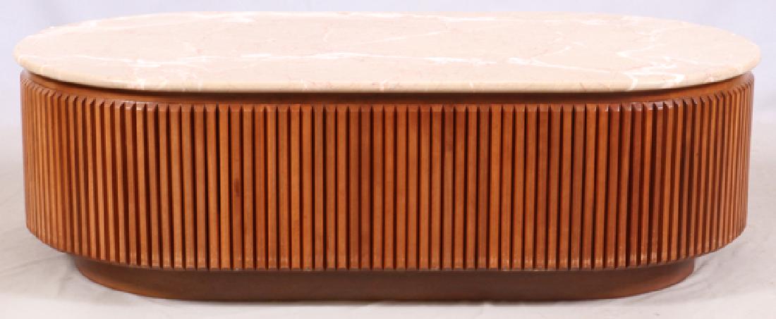 CONTEMPORARY MARBLE & WALNUT COFFEE TABLE (1 of 2)