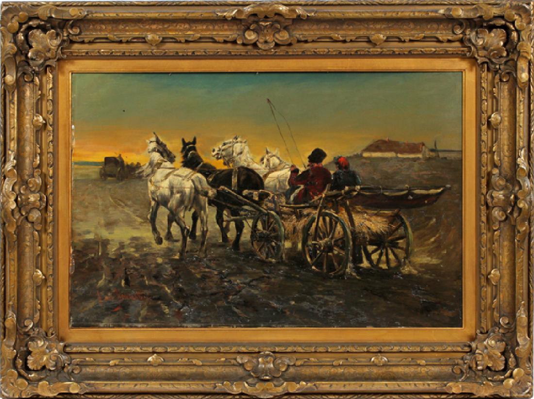 SIGNED A. VON KOWALSKI, OIL ON CANVAS LAID DOWN C. 1910 (1 of 5)