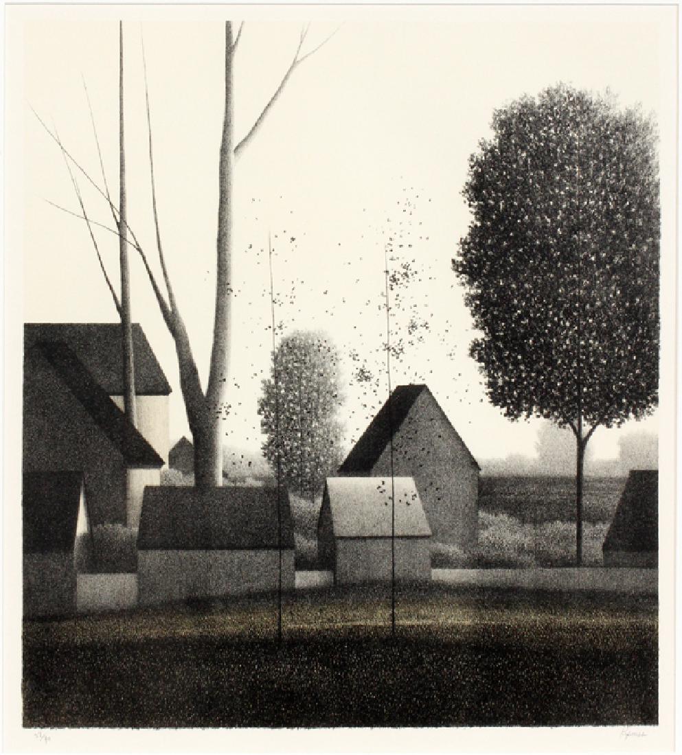 ROBERT KIPNISS LITHOGRAPH "BACKYARD V", 37/90 (1 of 4)
