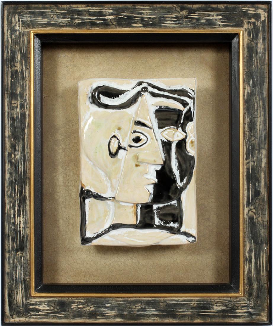 CERAMIC RELIEF PLAQUE IN SHADOW BOX FRAME (1 of 4)