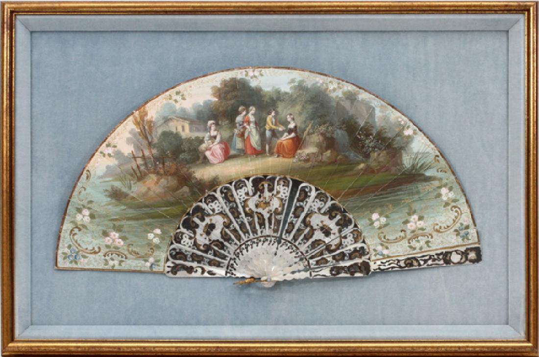 FRENCH HAND-PAINTED PLEATED FAN (1 of 3)