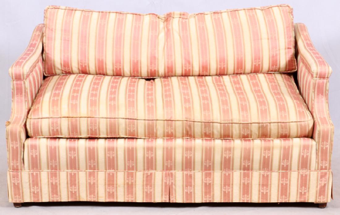 UPHOLSTERED LOVESEAT SOFA H 26" W 55" D 32" (1 of 2)