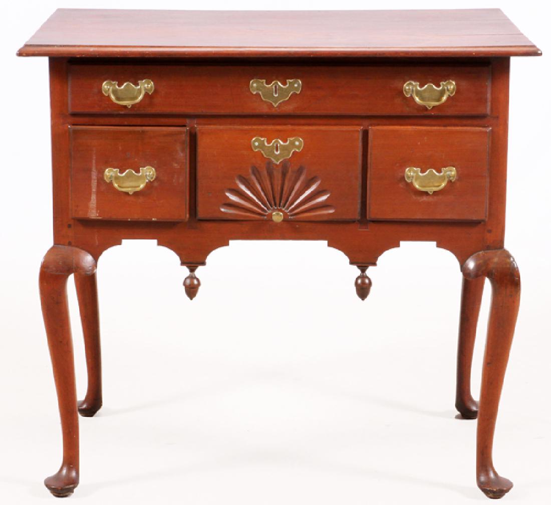NEW ENGLAND QUEEN ANNE CHERRY LOWBOY, 18TH C. (1 of 12)