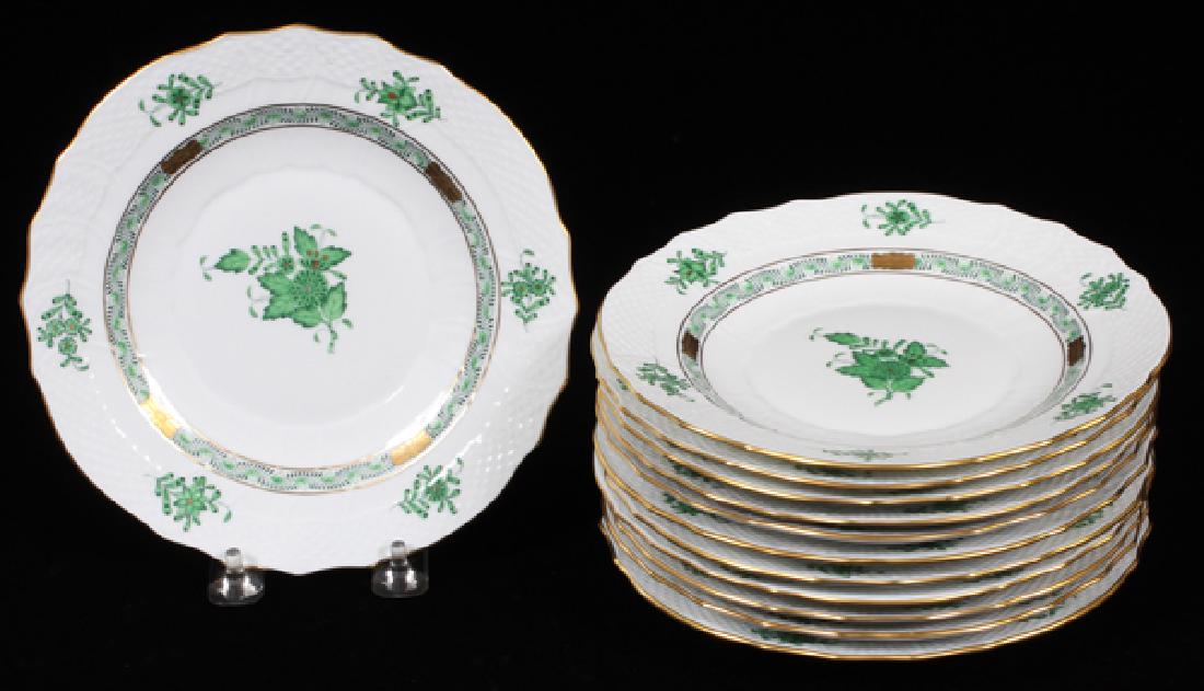 HEREND 'CHINESE BOUQUET GREEN' PORCELAIN PLATES (1 of 2)
