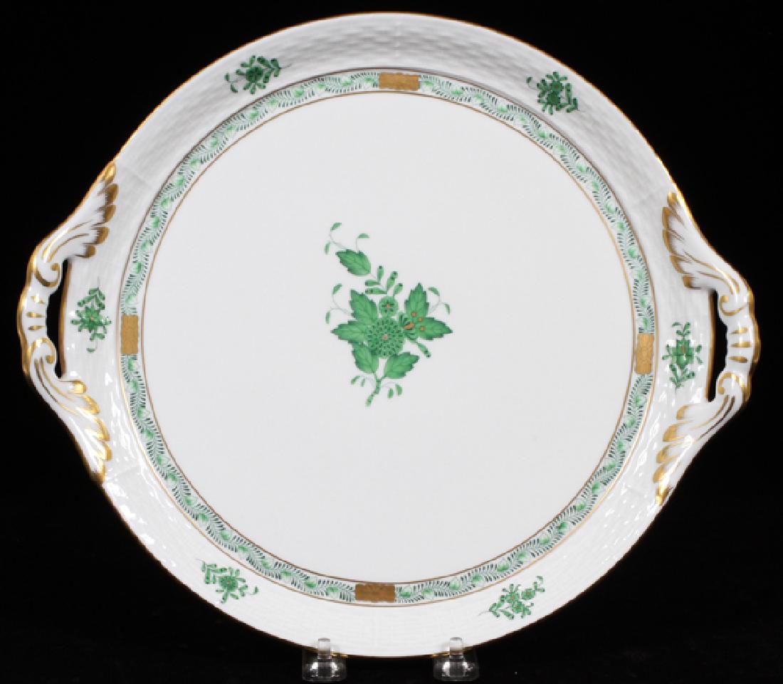 HEREND 'CHINESE BOUQUET GREEN' PORCELAIN TRAY (1 of 2)