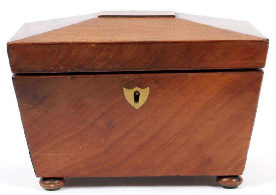 MAHOGANY TEA CADDY, C. 1840 (1 of 4)