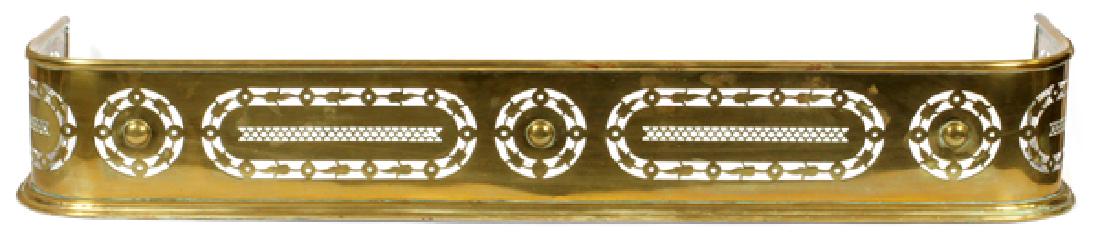 BRASS FIREPLACE FENDER, 19TH C., H 8", L 48" (1 of 2)