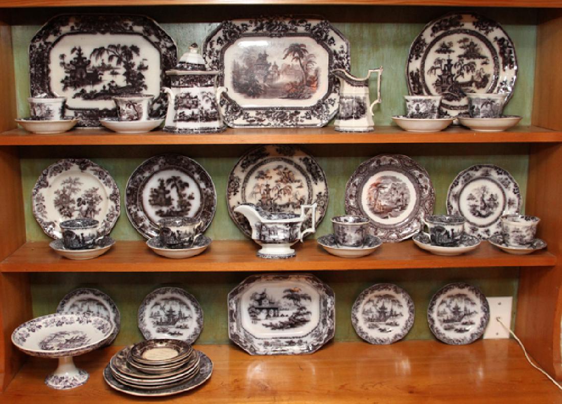 FLOW BLUE MULBERRY TRANSFER IRONSTONE SERVICE (1 of 3)