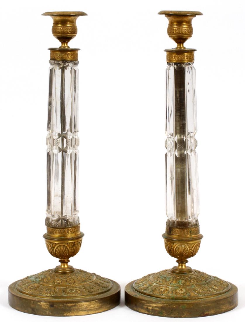 FRENCH CRYSTAL AND GILT METAL CANDLESTICKS (1 of 5)