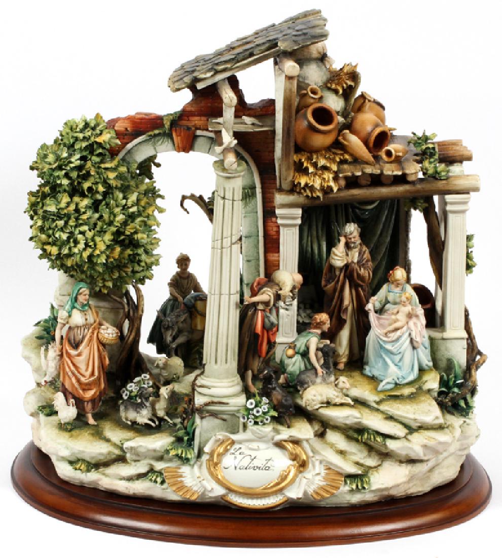 NATIVITY SCENE BY CAPODIMONTE SIGNED: NATIVITY SCENE BY CAPODIMONTE SIGNED EDIZIONE LIMITATA H 20" W 19" D 13" :No. 444/500