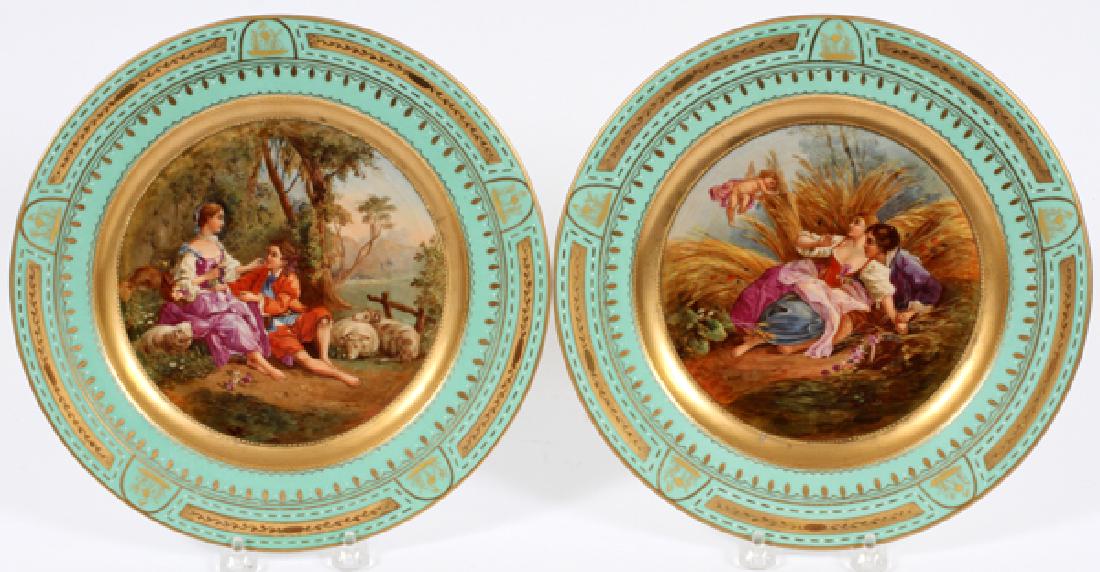 ROYAL VIENNA, AUSTRIAN PORCELAIN PLATES, PAIR (1 of 6)