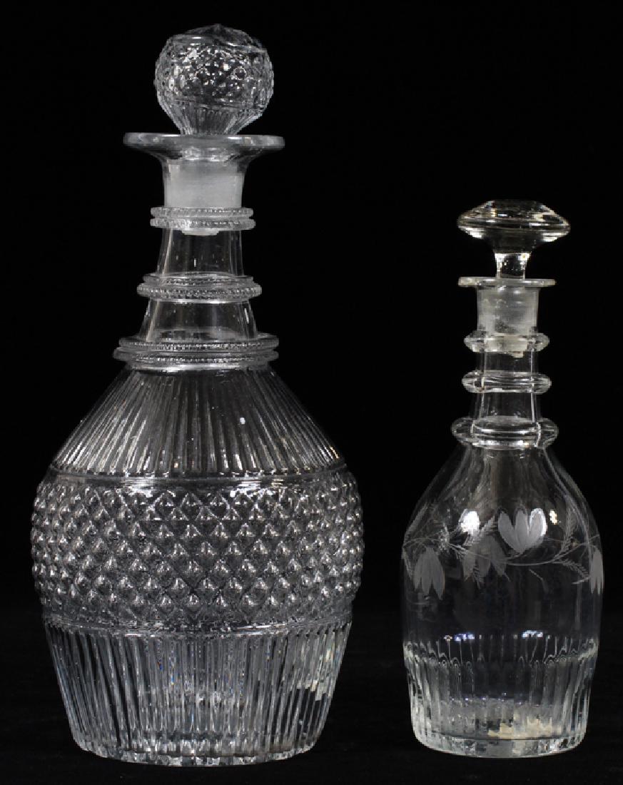 MOLD BLOWN SANDWICH GLASS DECANTERS, C. 1800 (1 of 2)