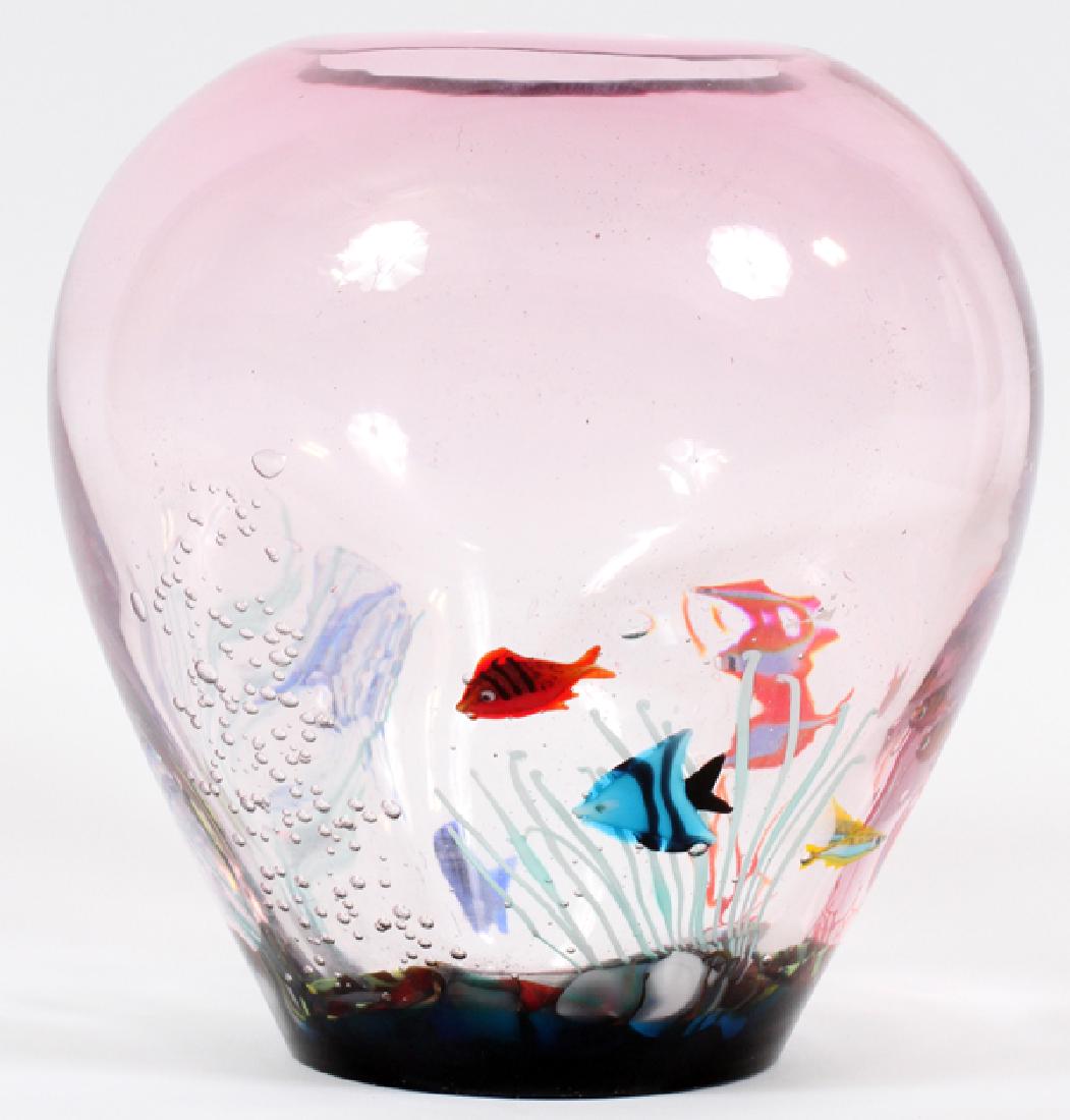 MURANO 'FISH BOWL' GLASS VASE, H 10", DIA 10"