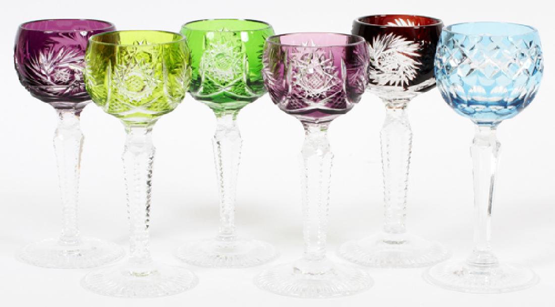 CZECH CUT-TO-CLEAR CORDIALS, SET OF 6, H 4 1/2" (1 of 2)