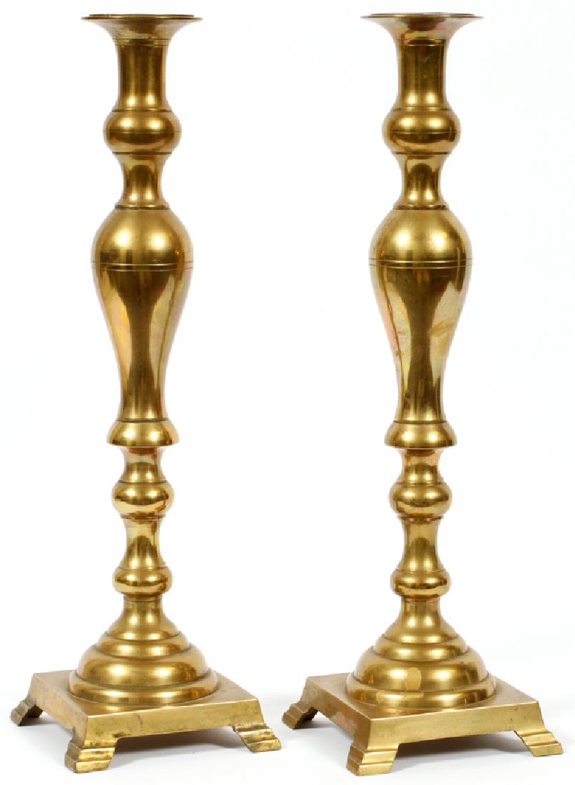 BRASS SINGLE LIGHT CANDLESTICKS, 20TH C. (1 of 2)