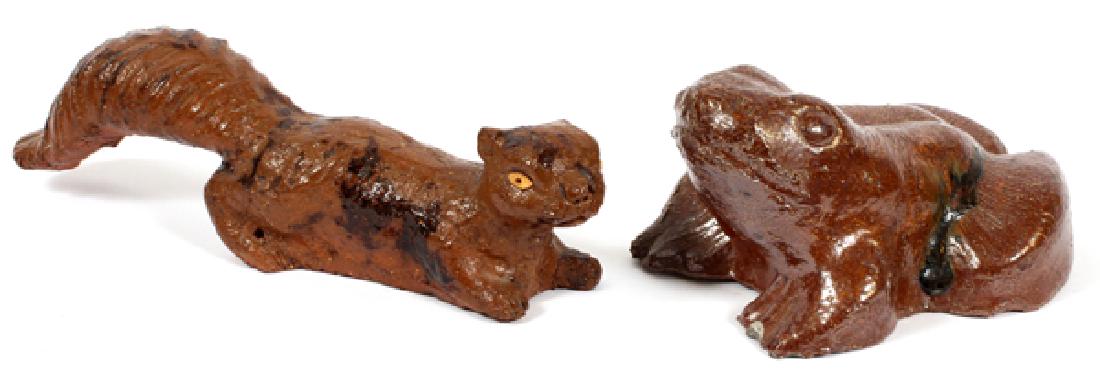 FOLK ART CERAMIC ANIMAL FIGURES, 20TH C., 2 PIECES (1 of 3)