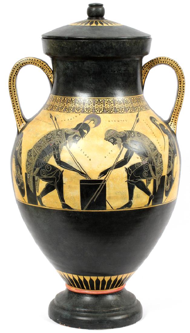 GREEK POTTERY AMPHORA URN "ACHILLES AND AJAX" (1 of 5)