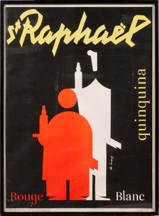 CHARLES LOUPOT LITHOGRAPHIC POSTER, 1941: CHARLES LOUPOT (SWISS, 1892-1962), LITHOGRAPHIC POSTER, 1941, H 44", W 32", 'ST. RAPHAEL':MEASURES APPROXIMATELY H.44 1/2" X 32 3/4".