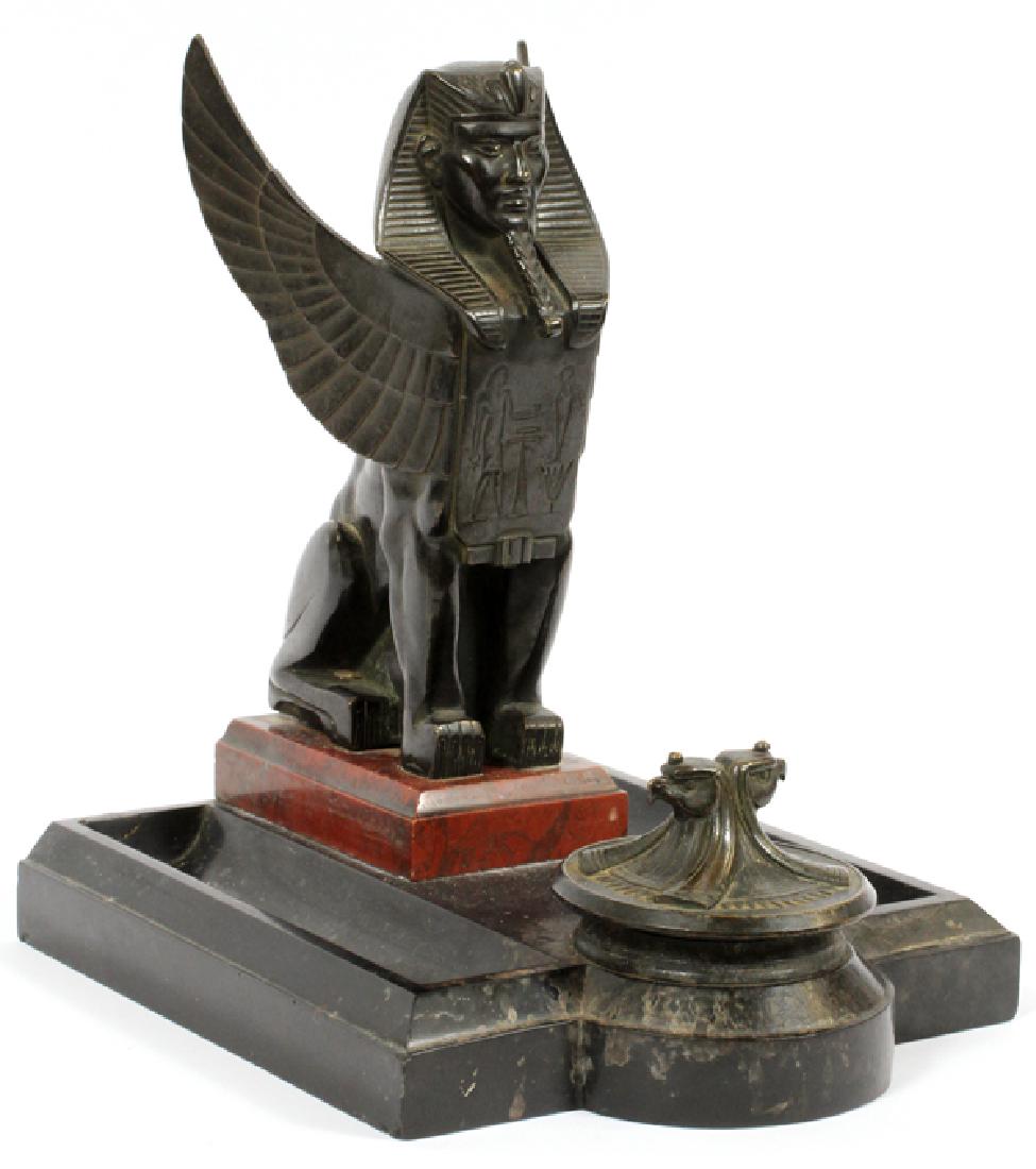 EGYPTIAN REVIVAL FIGURAL BRONZE INKWELL (1 of 3)