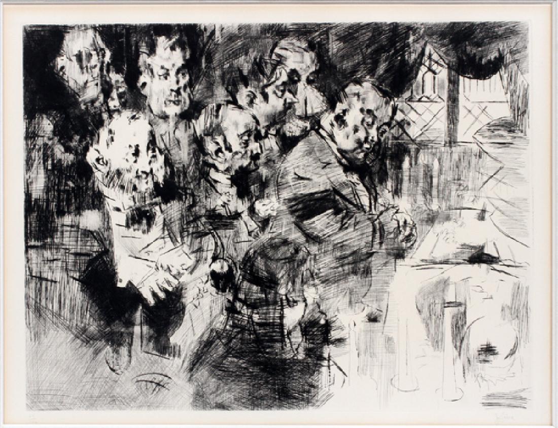 JACK LEVINE ENGRAVING WARSAW GHETTO: JACK LEVINE, ENGRAVING, H 19", W 25", WARSAW GHETTO :Signed.