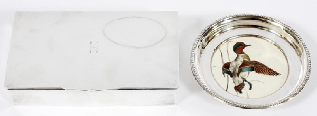 STERLING SILVER HINGED BOX AND COASTER 2 PCS. (1 of 3)