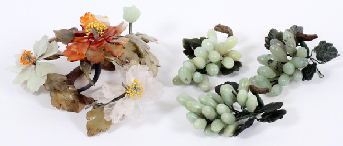 CHINESE, HARDSTONE FLOWERS & BUNCHES OF GRAPES (1 of 2)