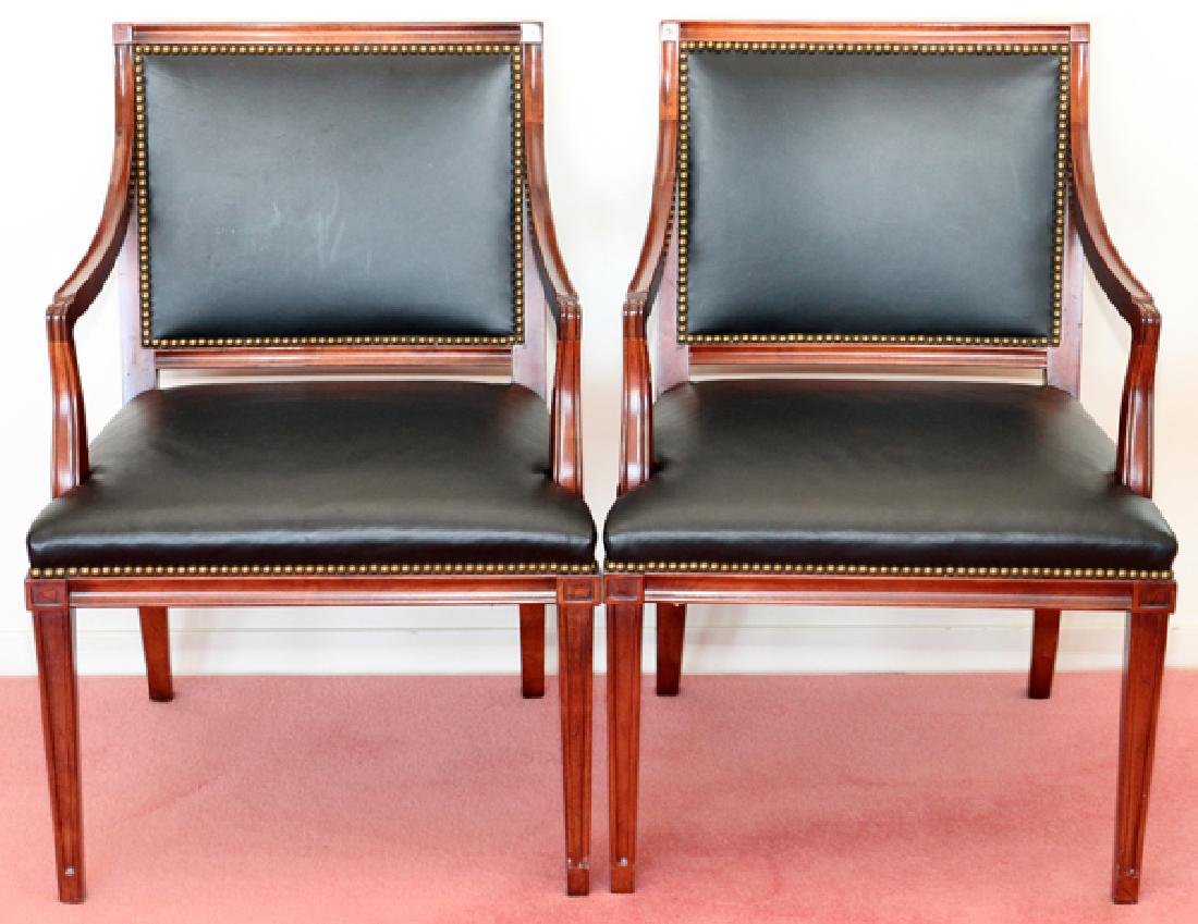 HICKORY CHAIR CO. MAHOGANY AND LEATHER ARM CHAIRS (1 of 3)