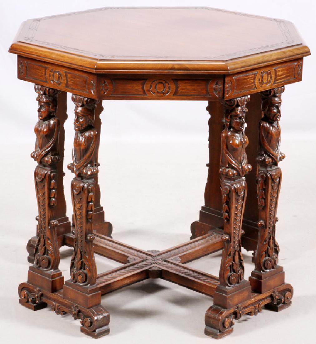 HAND CARVED WALNUT TABLE CIRCA 1900 (1 of 4)