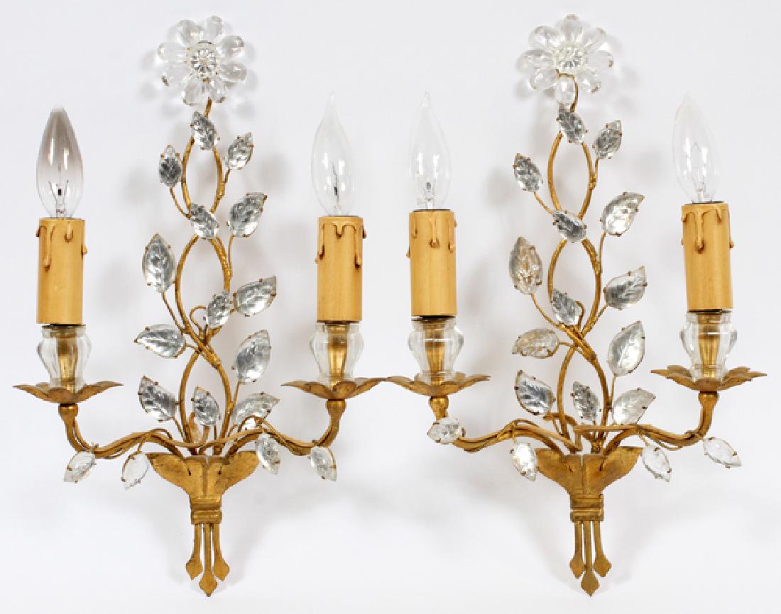 BAGUE'S PARIS CRYSTAL & ANTIQUE BRASS WALL SCONCES (1 of 3)