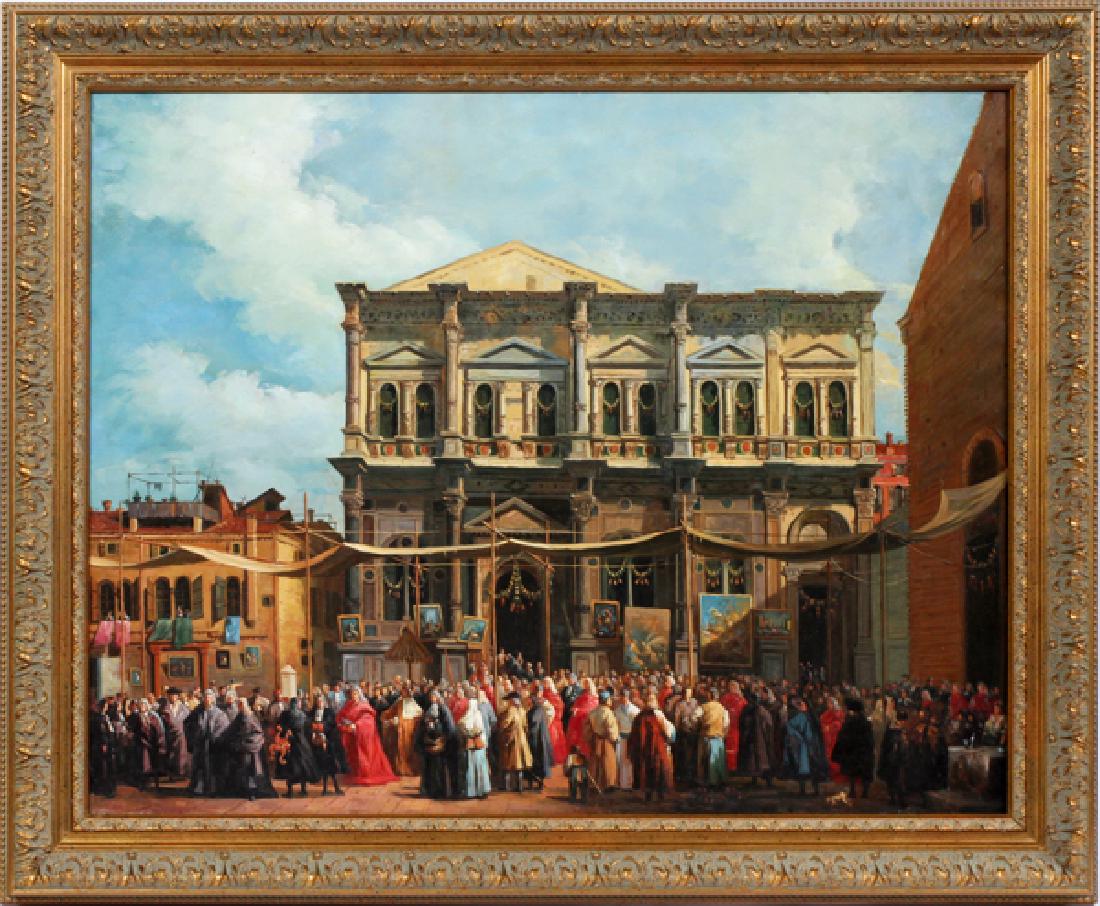 EUROPEAN OIL ON CANVAS ROMAN CATHOLIC PROCESSION (1 of 4)